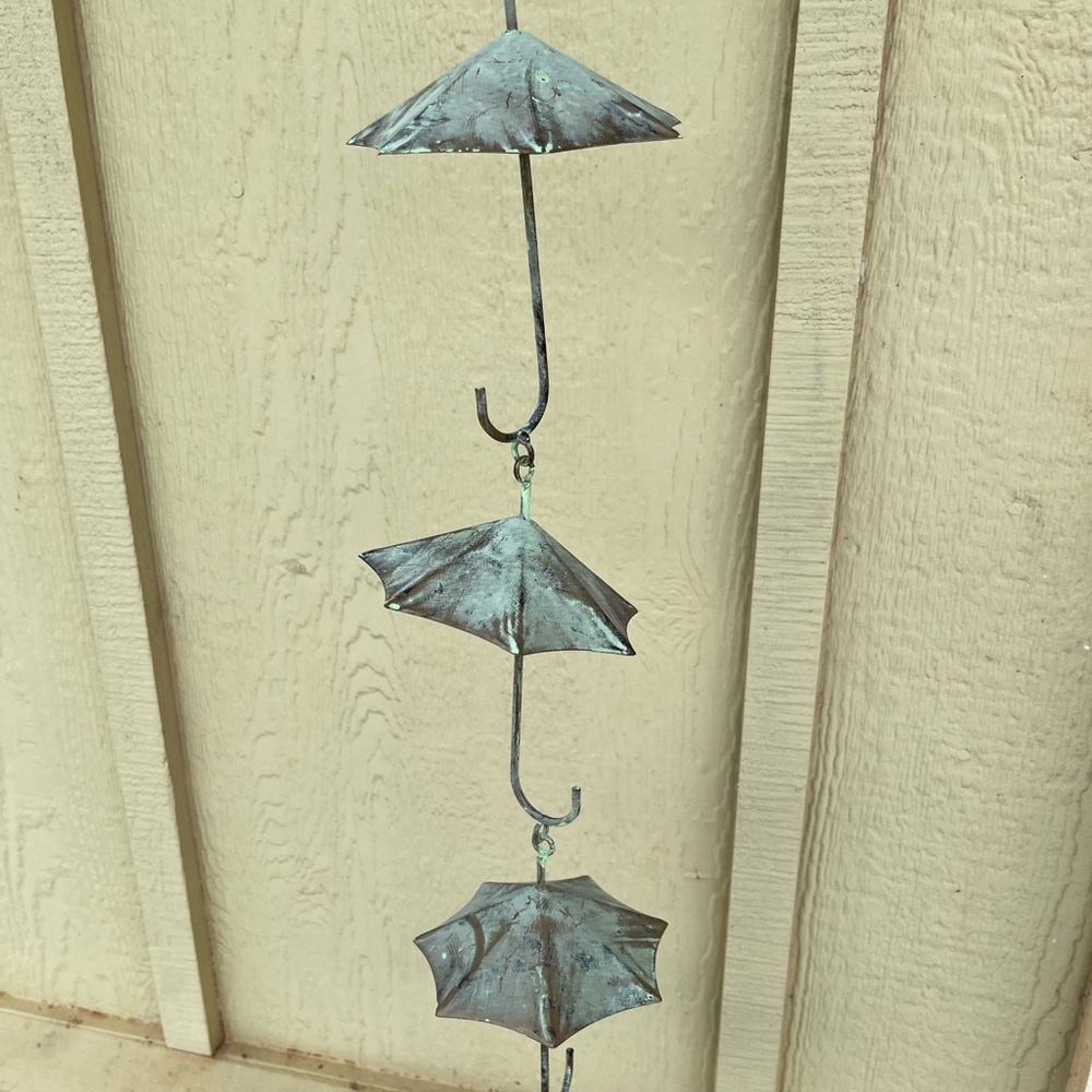 Copper umbrella rain chain